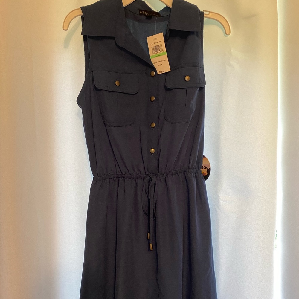 belk navy buttoned dress